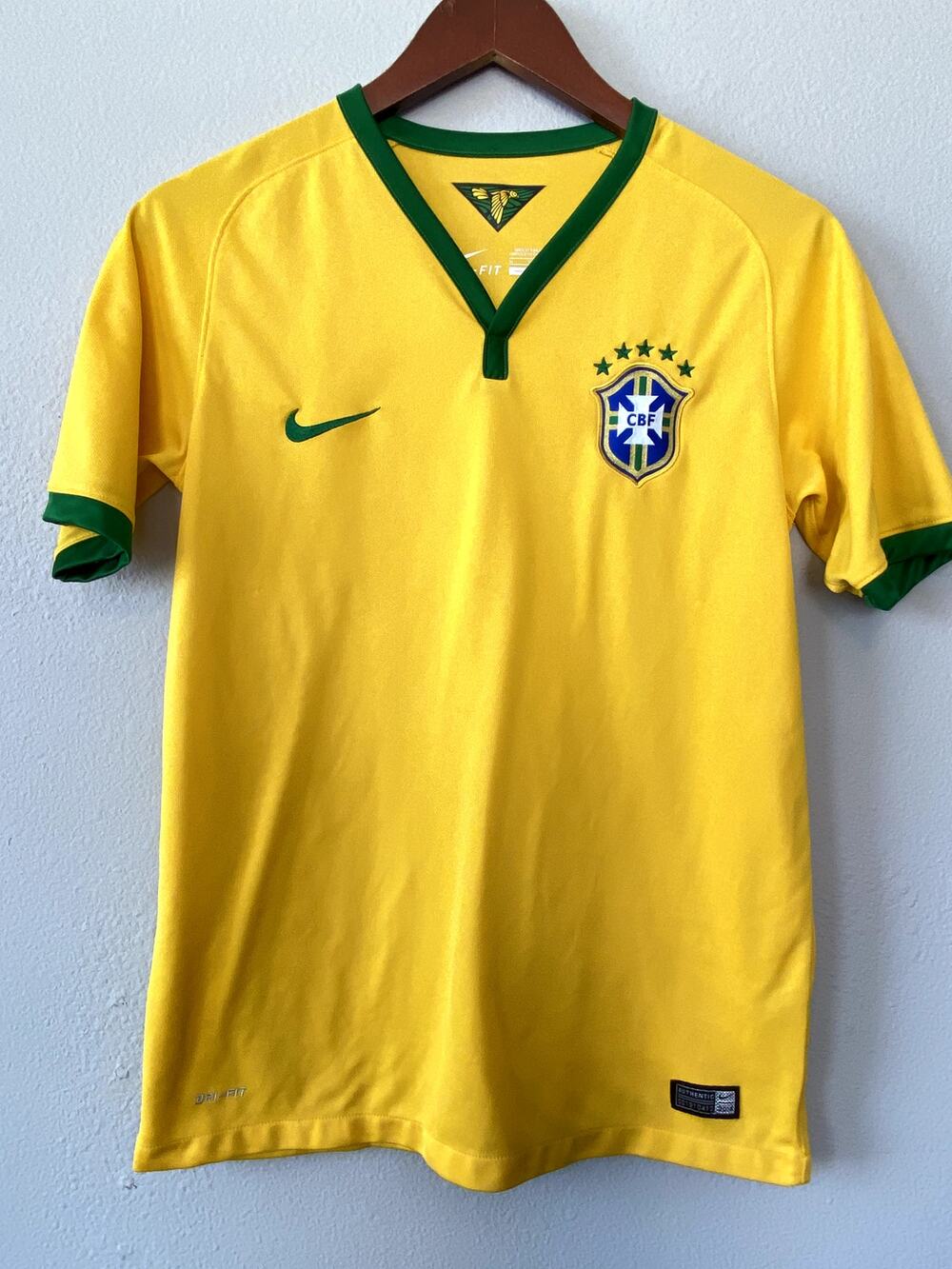 Official Nike Brazil 2014 Women's Home Soccer Jersey Dri Fit Yellow XL Authentic